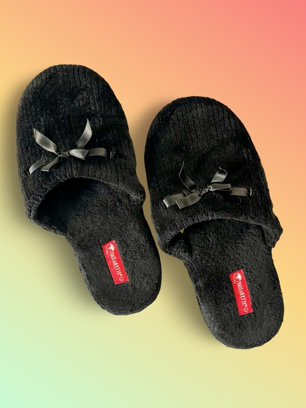 Vassarette Black Closed Toe Slide on Cushioned Scuff Slippers SzL 9-10